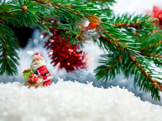 Fototapeta na wymiar christmas decoration on the snow