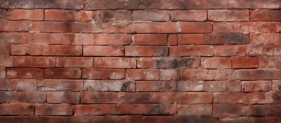 A detailed view of a single red brick in a structured brick wall, showcasing its color and texture