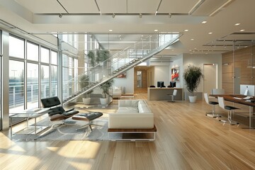 Living area inside a modern office building