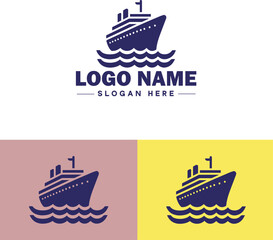 ship sea shipping cargo cruise ocean ship boat logo icon vector for business app silhouette logo template