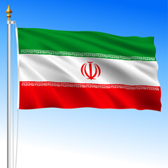 Iran, official national waving flag, asiatic country, vector illustration