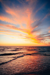 A beautiful, vibrant sunset at Grange Beach, South Australia.