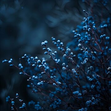 background photo in blue tones with small flowers , generated by AI