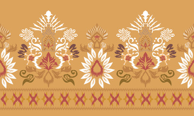 Fototapeta na wymiar Hand draw Ikat floral paisley embroidery.Ikat ethnic oriental pattern traditional.Aztec style abstract vector illustration..great for textiles, banners, wallpapers, wrapping vector.