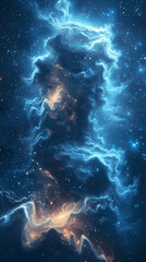 Space background for mobile phone; Universe with stars and cosmic dust, Sky full of beautiful cosmos  clouds; Wallpaper