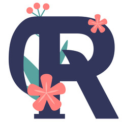 Cute Floral Letter R