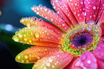 Vibrant gerbera with morning dew