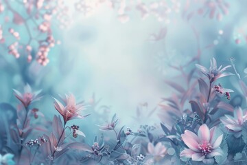 Beautiful pastel floral border beautiful blurred background shallow depth of field