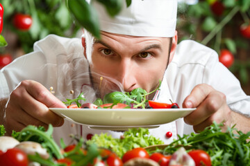 Chef appreciating culinary aromas