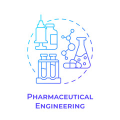 Pharmaceutical engineering blue gradient concept icon. Medicinal chemistry. Laboratory equipment. Round shape line illustration. Abstract idea. Graphic design. Easy to use in presentation