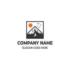 : simple black and white adventure logo design template for climbing logo, adventure, outdoor and the like