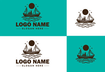 ship sea shipping cargo cruise ocean ship boat logo icon vector for business app silhouette logo template