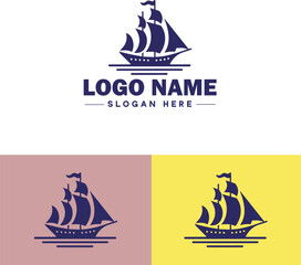 ship sea shipping cargo cruise ocean ship boat logo icon vector for business app silhouette logo template