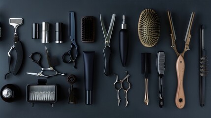 Premium barbering products and professional tools, dark theme