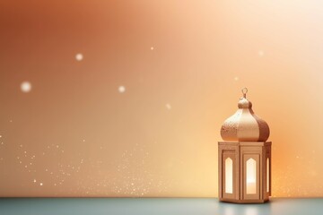 Fototapeta premium Eid mubarak and ramadan kareem greetings with islamic lantern and mosque. Eid al fitr background