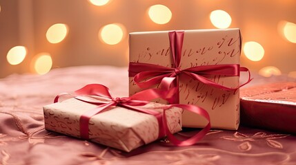 wrapping pink and red presents