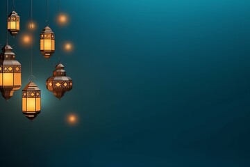 Obraz premium Eid mubarak and ramadan kareem greetings with islamic lantern and mosque. Eid al fitr background