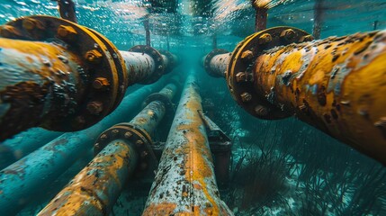 nord stream gas pipe under water  - obrazy, fototapety, plakaty
