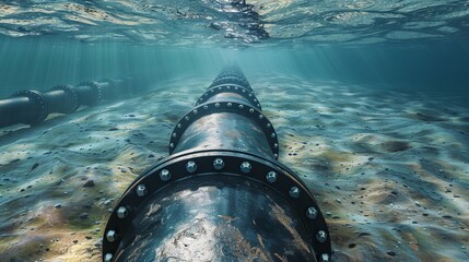 nord stream gas pipe under water  - obrazy, fototapety, plakaty