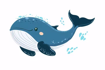 Küchenrückwand Plexiglas Wal a blue whale with white stripes