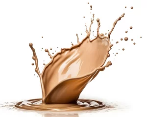 Keuken spatwand met foto Splash of milk. There is a chocolate splash that is isolated on a white background. © Much