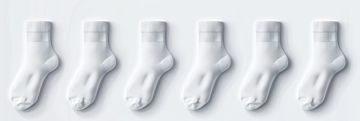 Set  white socks on white background. Banner design. 