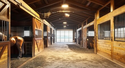 The Comprehensive Interiors of a Grand Horse Farm Stable, Bridging Tradition and Innovation