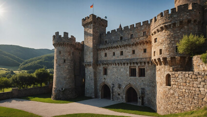 Castle-inspired fortress. - obrazy, fototapety, plakaty