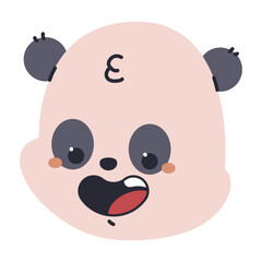 Panda cute emotion with smile vector cartoon sign isolated on a white background.