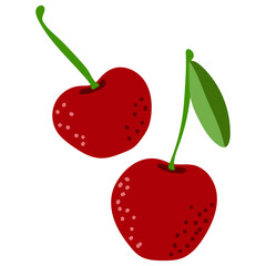 Fresh cherry vector cartoon illustration isolated on a white background.
