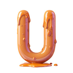 Close-up of liquid letter U dripping