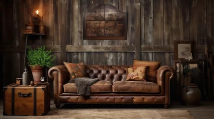 Poster cozy brown couch © vectorwin
