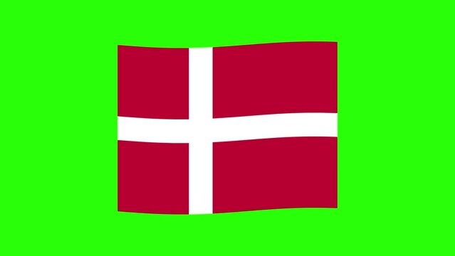 Animation of the Danish or denmark flag on a green screen background