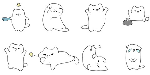 Simple and cute cat pattern illustration