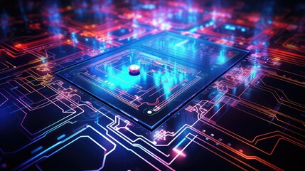 vibrant circuit technology background - obrazy, fototapety, plakaty