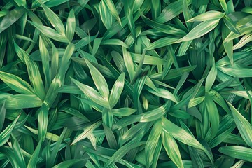 Summer Essence: Seamless Green Grass Pattern AI Image