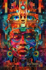 abstract digital art, aztec, local, politic, beyound