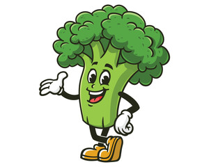 Broccoli cartoon mascot illustration character vector clip art hand drawn