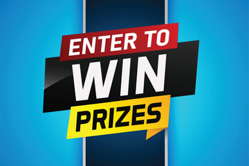 Enter to win prizes word concept vector illustration and 3d style for use landing page, template, ui, web, mobile app, poster, banner, flyer, background, gift card, coupon, wallpaper

