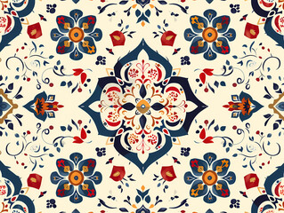 Pattern seamless design, wallpaper, flower, fabric, carpet, mandalas, clothing, wrapping, sarong, tablecloth, shape, geometric pattern, ethnic pattern, traditional. illustration