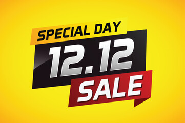 12.12 Special day sale word concept vector illustration with ribbon and 3d style for use landing page, template, ui, web, mobile app, poster, banner, flyer, background, gift card, coupon


