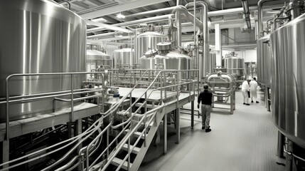 equipment commercial milk production - obrazy, fototapety, plakaty