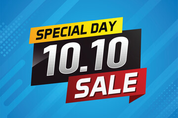 Obraz premium 10.10 Special day sale word concept vector illustration with ribbon and 3d style for use landing page, template, ui, web, mobile app, poster, banner, flyer, background, gift card, coupon