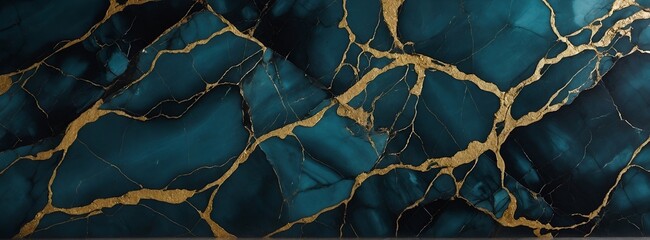 Abstract blue and gold marble pattern texture