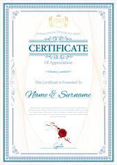 Certificate with golden seal vector illustration  - 776959714