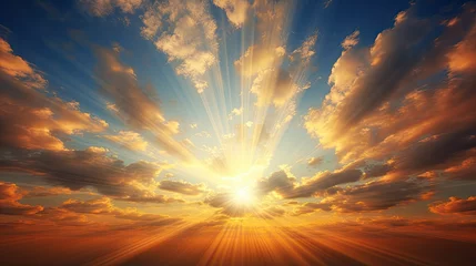Fotobehang sky sun rays through clouds © vectorwin