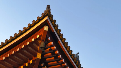 Fototapeta na wymiar Japanese temple roof, Japan, Dec 2023