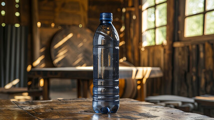 Transparent water bottle, sleek and practical, epitomizing hydration and portability.