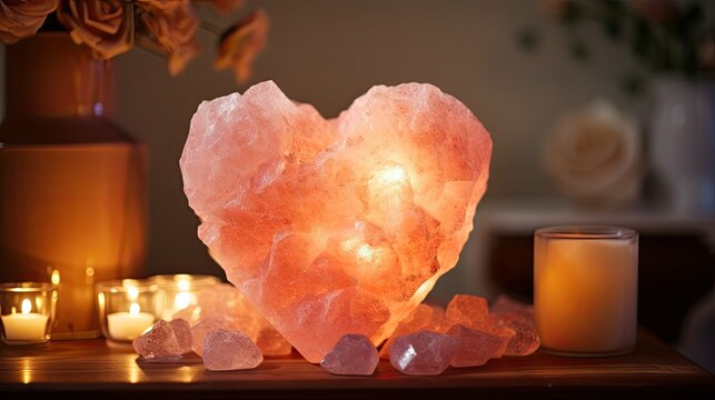 crystals pink salt heart