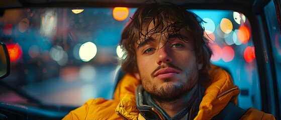 A young man fell asleep at the wheel. Concept Car crash, Drowsy driving, Safety awareness, Teen drivers, Road accidents